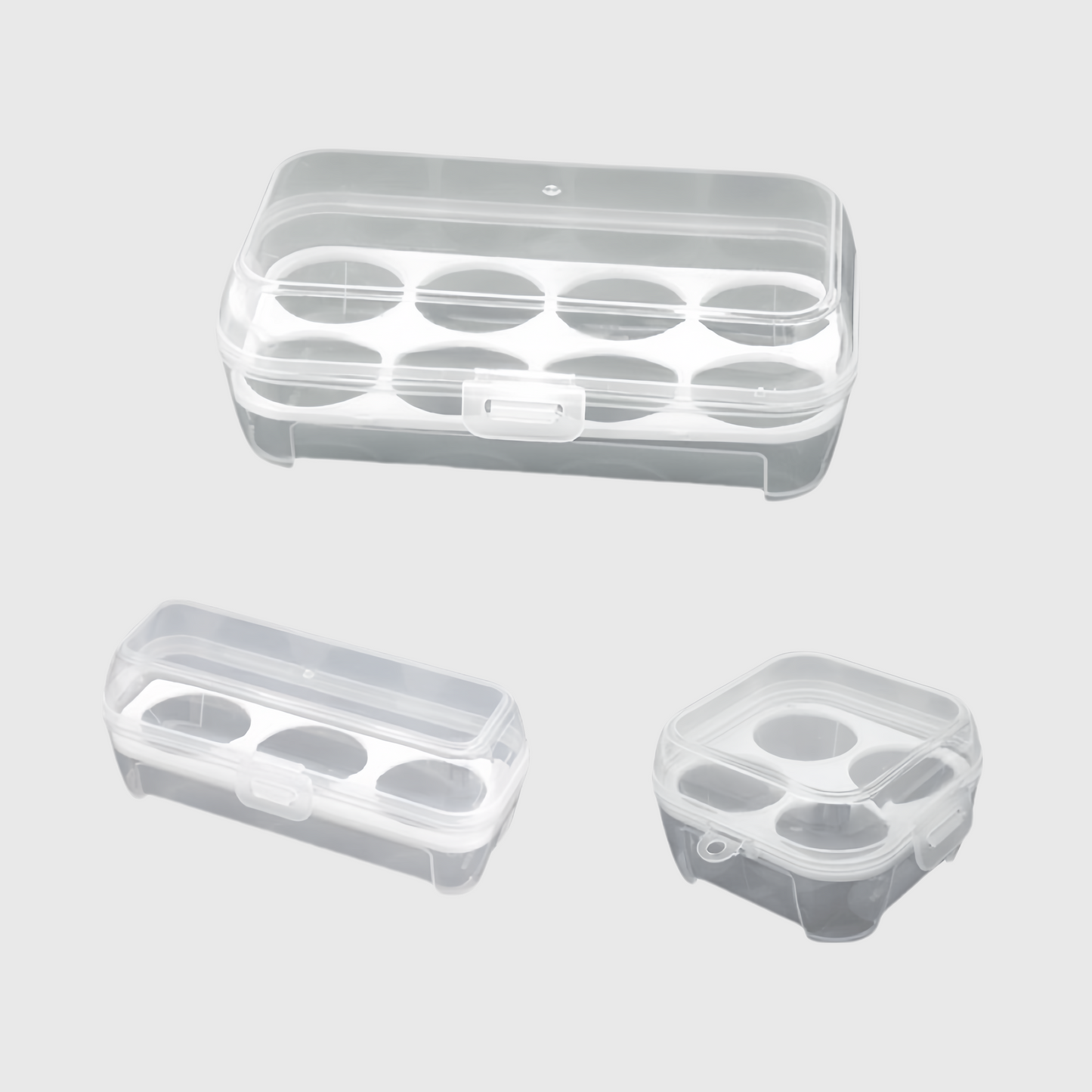 NaNa Tragbare Eier-Aufbewahrungsbox für Outdoor-Camping – stoßfest, transparent, versiegelter Deckel, 3/4/8 Fächer