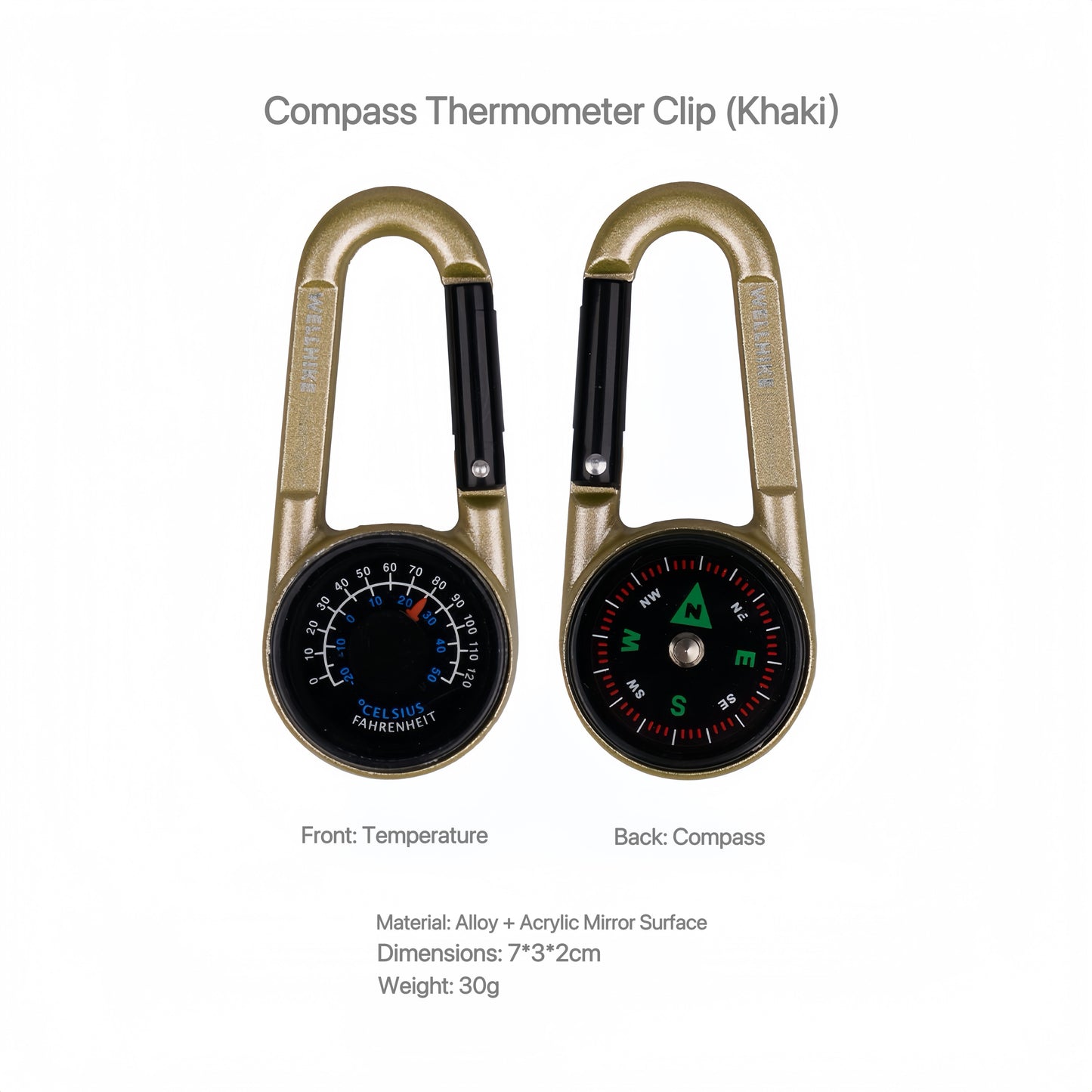 WELLHIKE Outdoor Camping Multi-Function Mini Compass Thermometer – High-Precision Compass with Key Clip