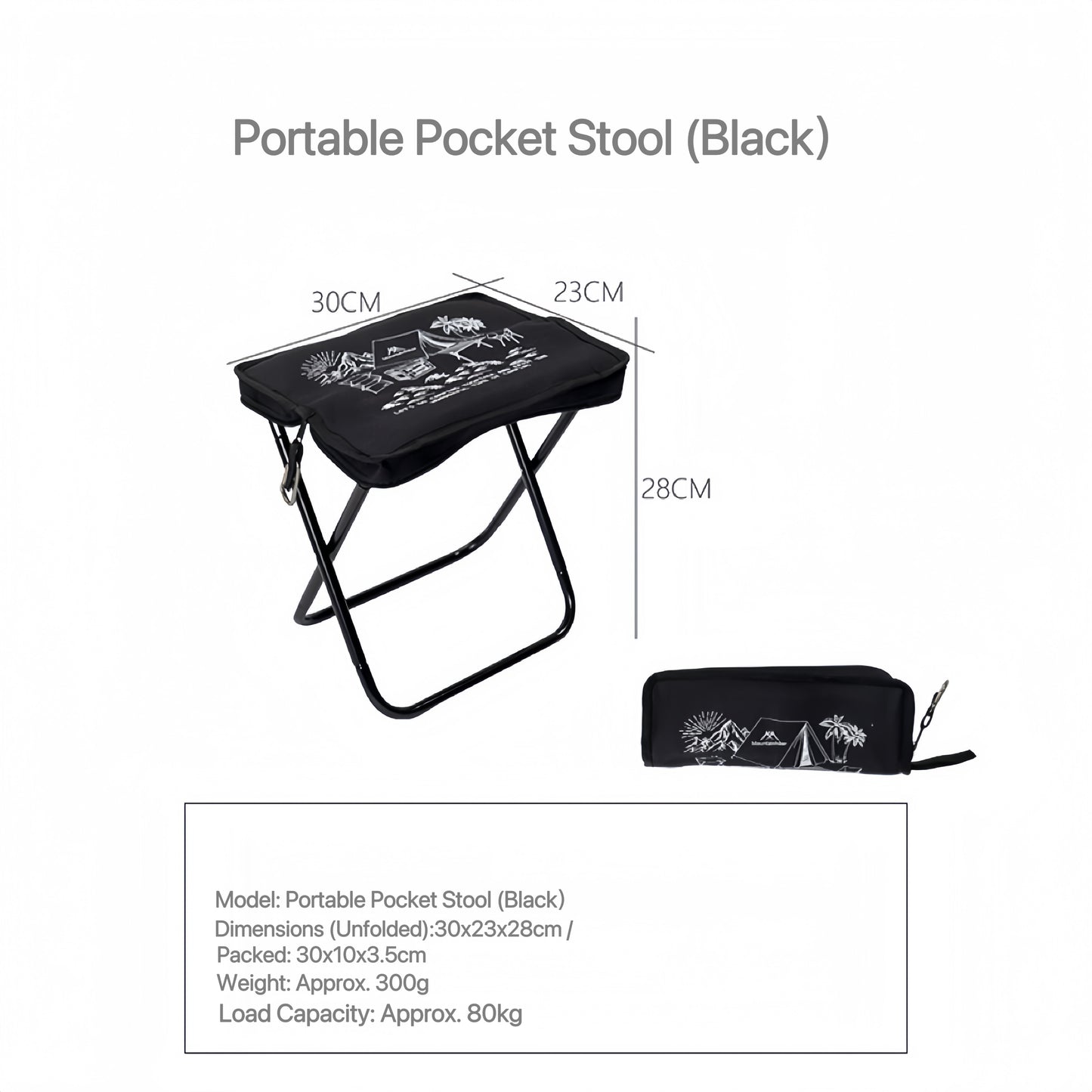 MOUNTAINHIKER Portable Pocket Stool – Lightweight Foldable Camping Chair