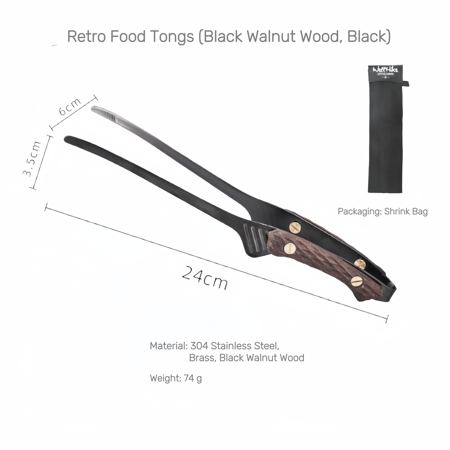 WELLHIKE Retro Stainless Steel Outdoor Food Tongs – Heat-Resistant BBQ & Grilling Tongs for Steak