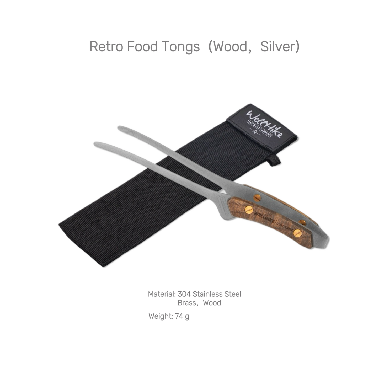 WELLHIKE Retro Stainless Steel Outdoor Food Tongs – Heat-Resistant BBQ & Grilling Tongs for Steak