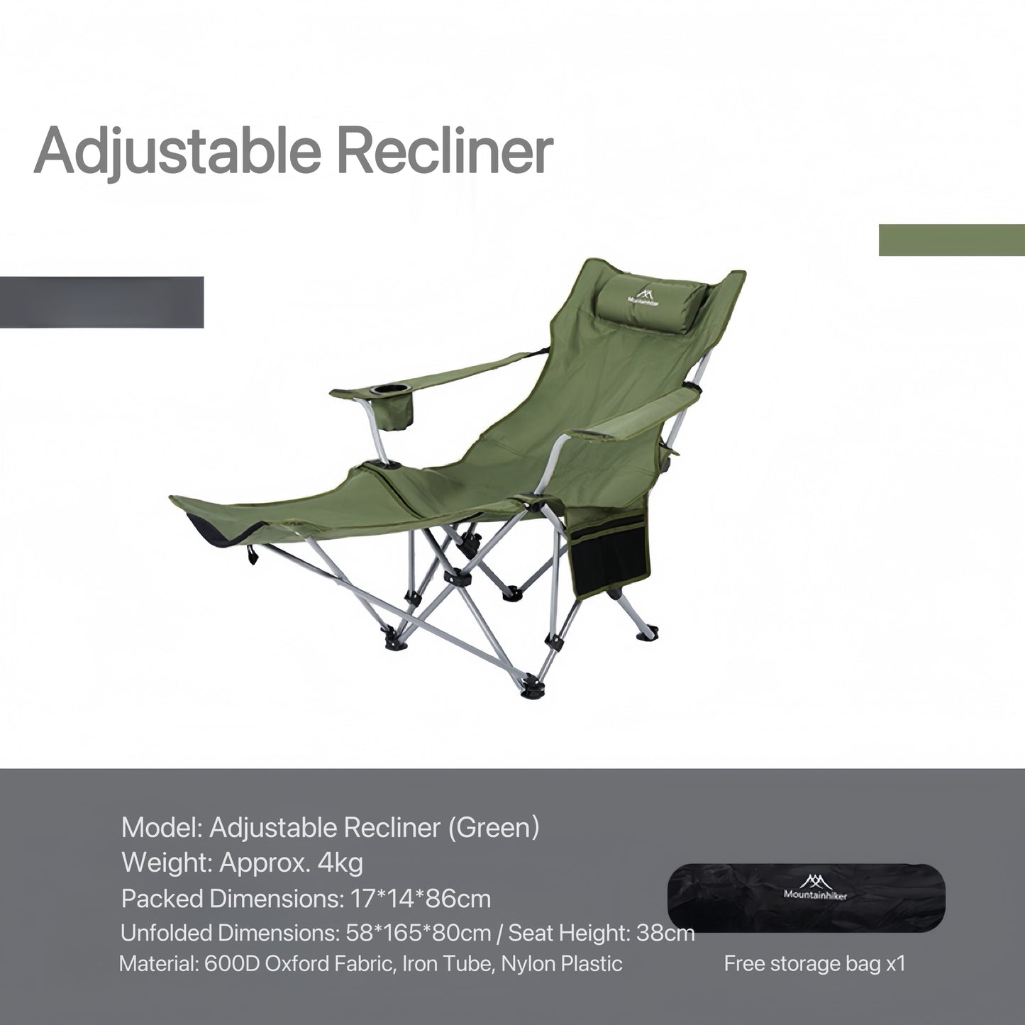 MOUNTAINHIKER Lightweight Adjustable Recliner Comfort for Outdoor