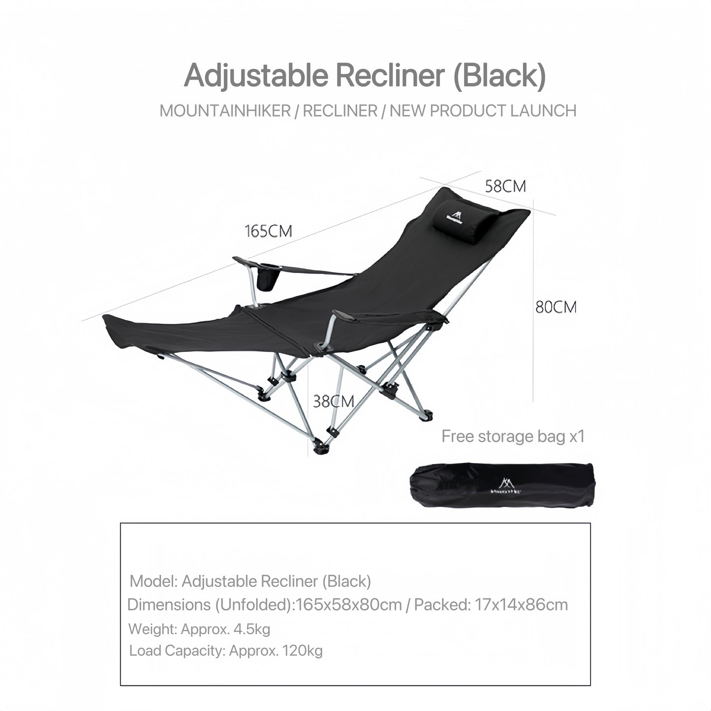 MOUNTAINHIKER Lightweight Adjustable Recliner Comfort for Outdoor