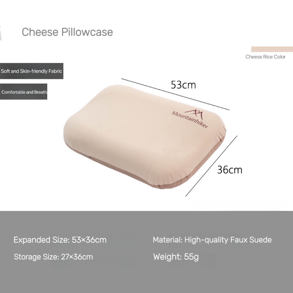 MOUNTAINHIKE Cheese Beige Self-Inflating Camping Pillow – Portable Multifunctional Back Cushion