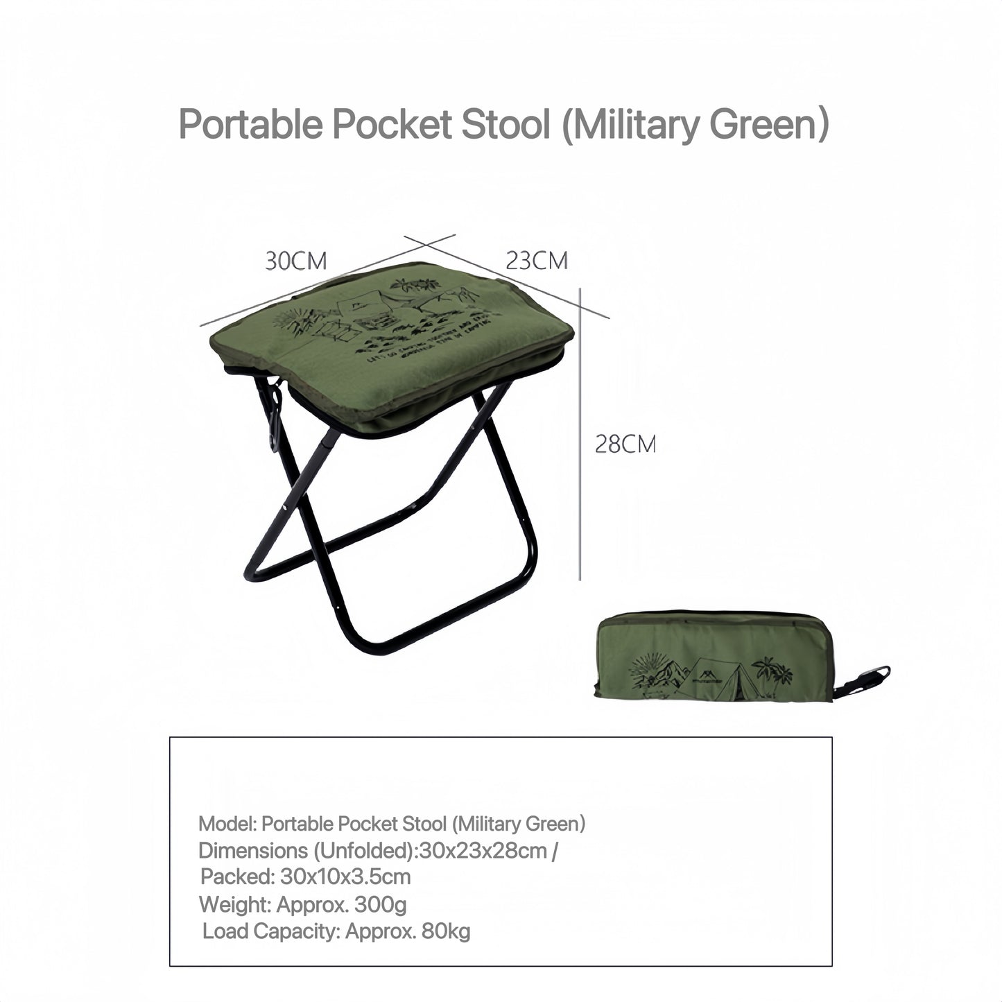 MOUNTAINHIKER Portable Pocket Stool – Lightweight Foldable Camping Chair