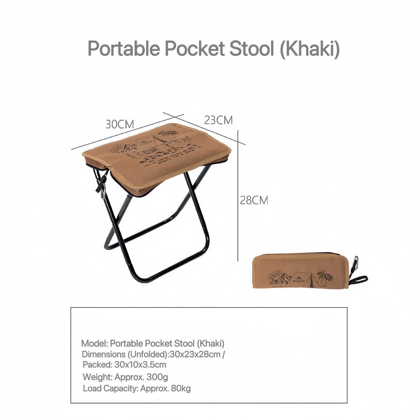 MOUNTAINHIKER Portable Pocket Stool – Lightweight Foldable Camping Chair