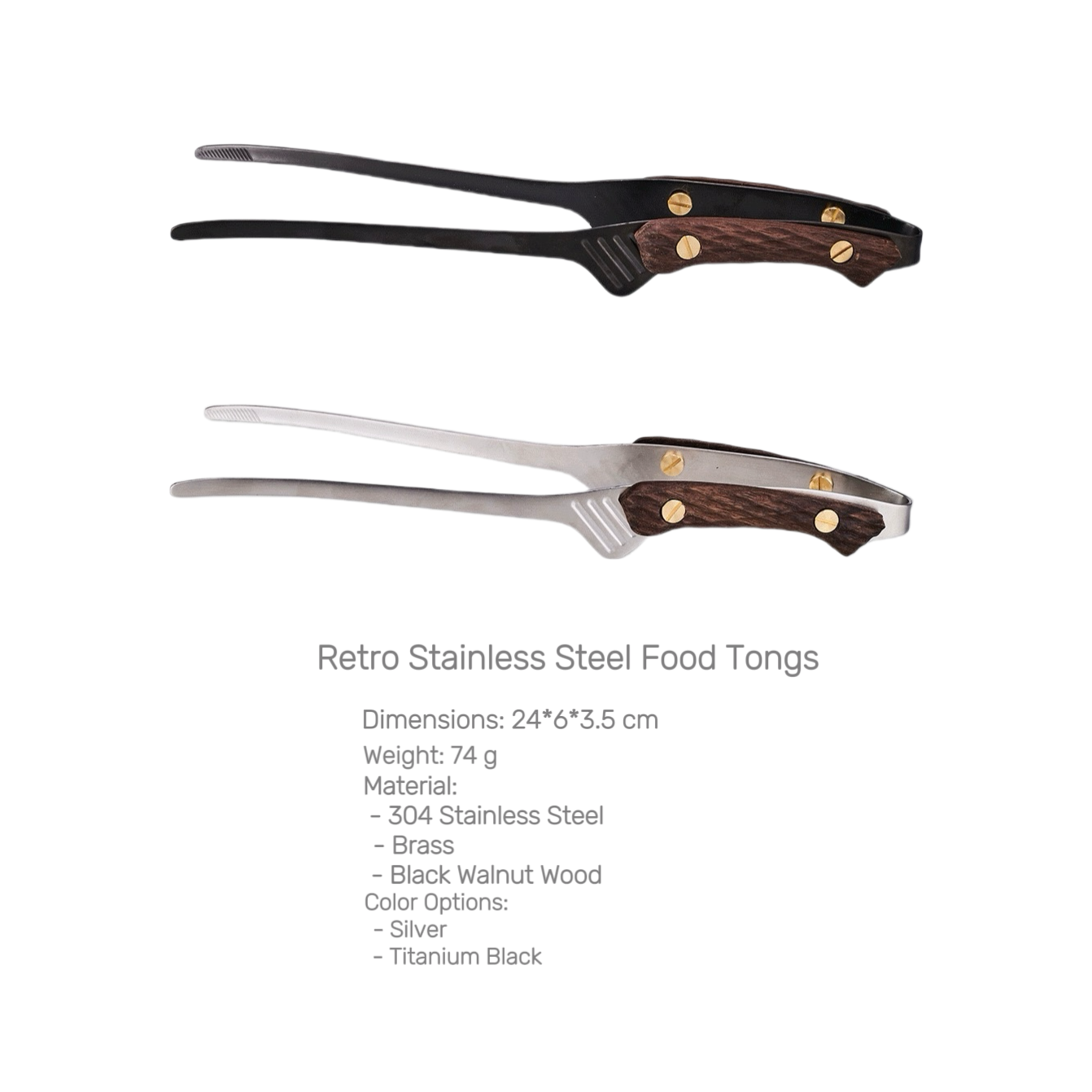 WELLHIKE Retro Stainless Steel Outdoor Food Tongs – Heat-Resistant BBQ & Grilling Tongs for Steak