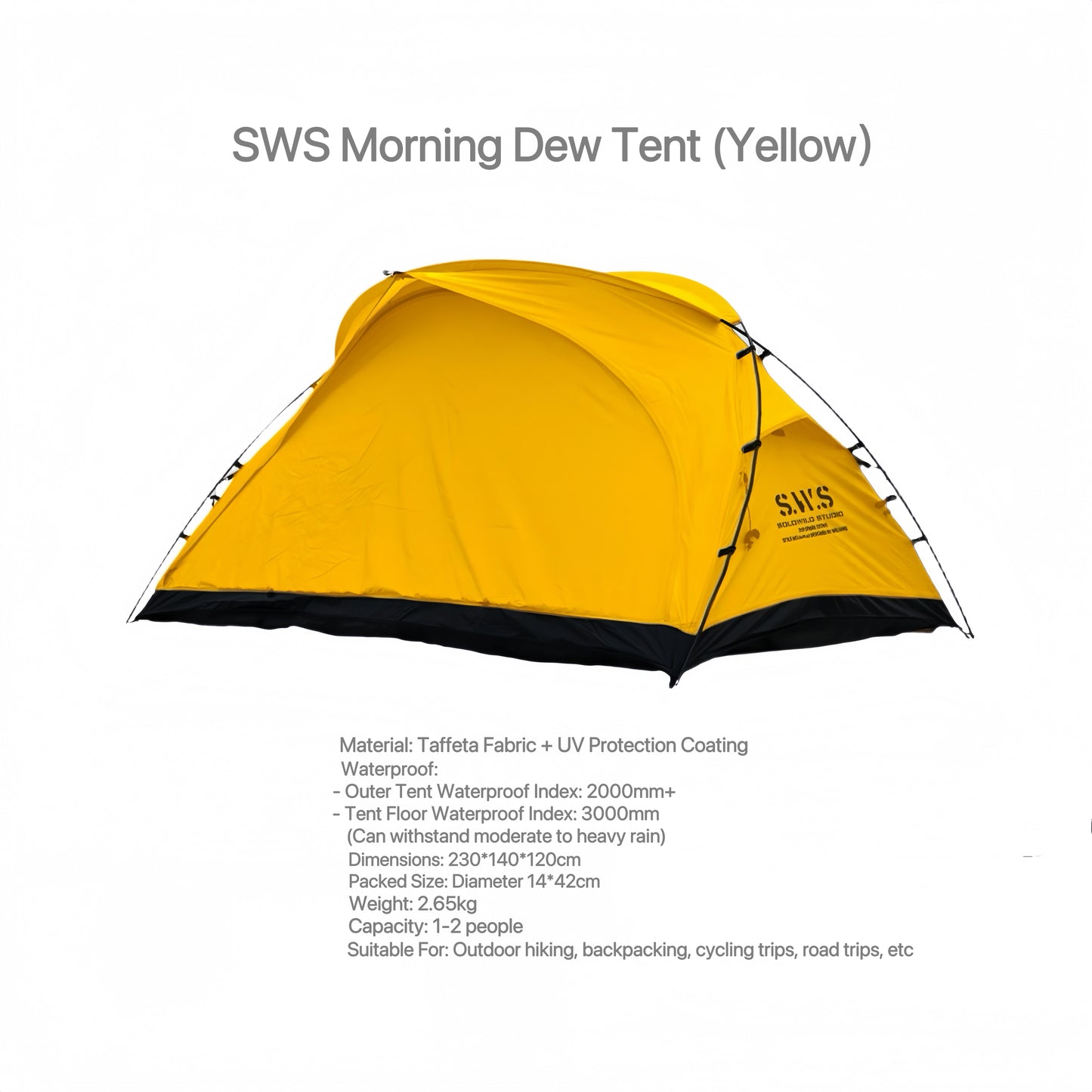 SWS Outdoor Camping Hiking Two-Person Tent - Portable, Waterproof, and Sunproof Shelter