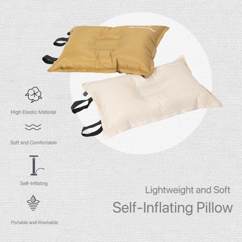 MOUNTAINHIKE Outdoor Self-Inflating Pillow – Portable Travel Neck Pillow, Foam Back & Waist Cushion