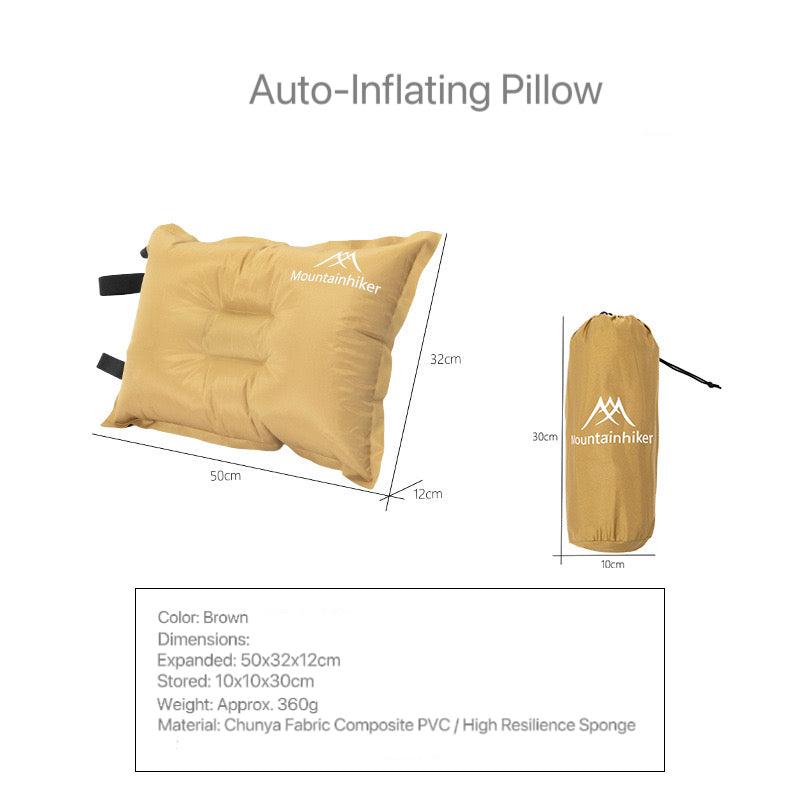 MOUNTAINHIKE Outdoor Self-Inflating Pillow – Portable Travel Neck Pillow, Foam Back & Waist Cushion