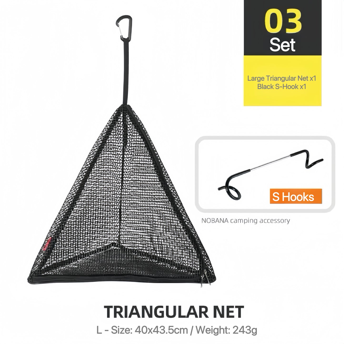 CLS Outdoor Triangular Drying Net - Foldable Storage and Camping Hanging Organizer PVC Hanging Mesh Bag